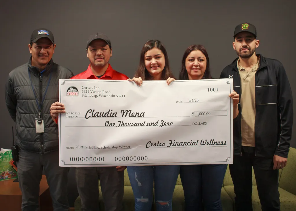 Winners holding check